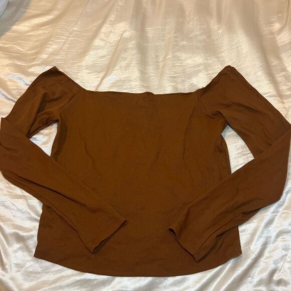 Brown Off-Shoulder Women's Top - Picture 1 of 3
